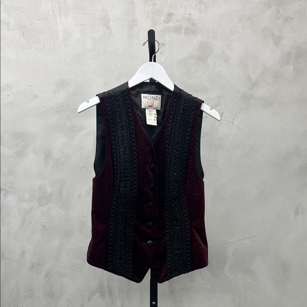 Mondi Deep Red and Black Textured Vest